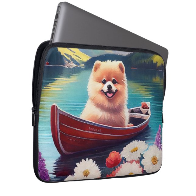 Funda Para Portátil Pomeranian sobre un remo: Una aventura escénica (Anverso derecho)