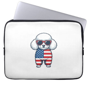 Funda Para Portátil Poodle Patriótico con Gafas de Sol Diseño Vectoria