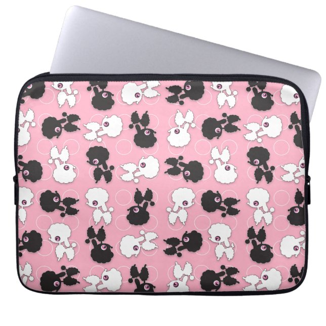 Funda Para Portátil Poodles en manga rosa (Frente)