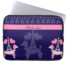 Funda Para Portátil Poodles parisinos en rosa y morado