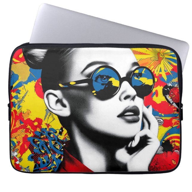 Funda Para Portátil Pop art woman with sunglasses (Frente)