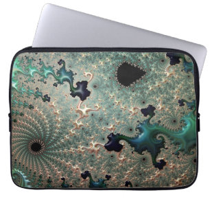 Funda Para Portátil Portada para portátiles de Mandelbrot de Esmeralda