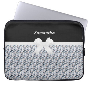 Funda Para Portátil Portátil de diamante fractal elegante negro y gris