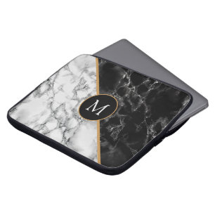 Funda Para Portátil Portátil de Mármol Blanco Negro Sleve tu carta - A