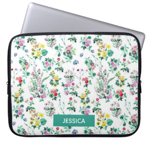 Funda Para Portátil Portátil de patrón floral claro personalizado