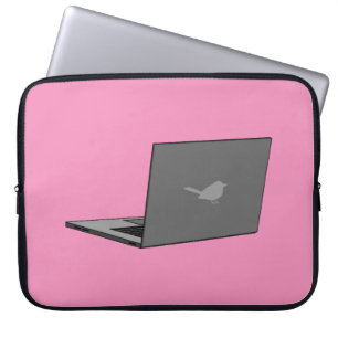 Funda Para Portátil Portátil gris con logotipo de pájaro Cartoon