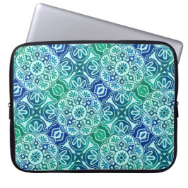 Funda Para Portátil Portátil Sleeve azul tribal verde