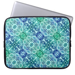 Funda Para Portátil Portátil Sleeve azul tribal verde