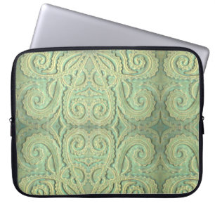 Funda Para Portátil Portátil Sleeve Fiddlehead Fern mosaico verde