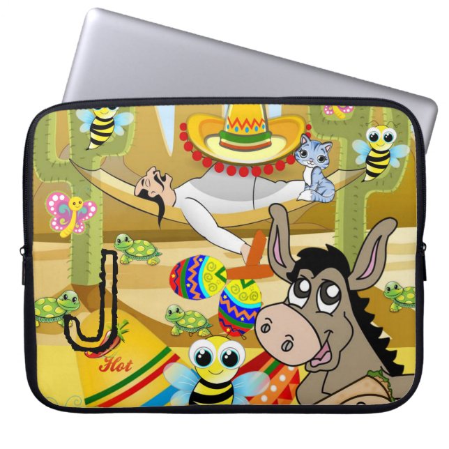 Funda Para Portátil Portátil Sleeve Hombre Mexicano Donkey Bumblebee (Frente)