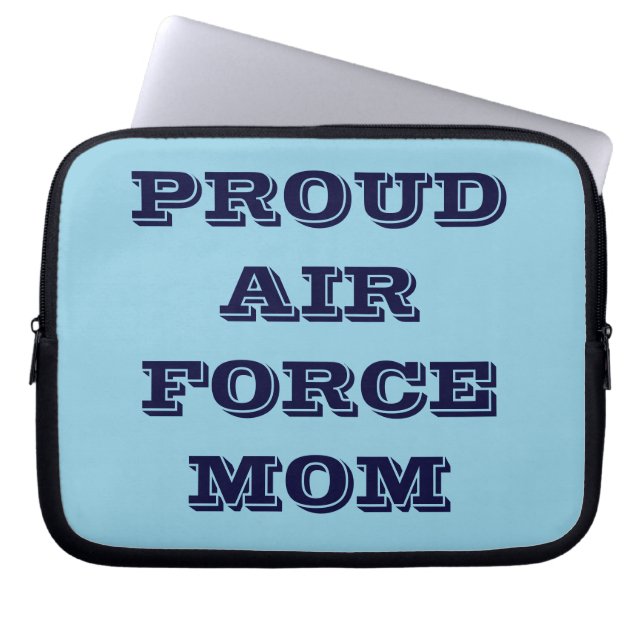Funda Para Portátil Portátil Sleeve Orgullosa Mamá de la Fuerza Aérea (Frente)