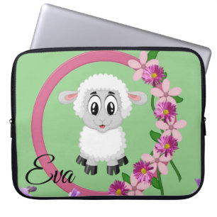 Funda Para Portátil Portátil Sleeve Sheep Floral Verde