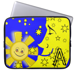 Funda Para Portátil Portátil Sleeve Sun Moon Estrellas amarillas Azul