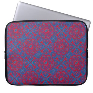 Funda Para Portátil Portátil Sleeve Tribal azul rojo
