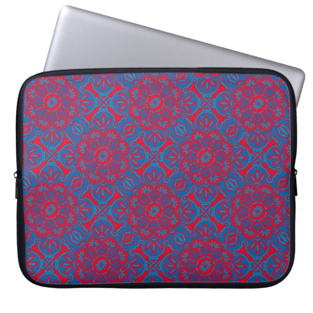 Funda Para Portátil Portátil Sleeve Tribal azul rojo (Frente)