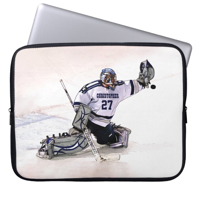 Funda Para Portátil Portero del hockey sobre hielo con su dibujo (Frente)