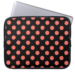 Funda Para Portátil Pos de la polka de coral vivos en negro
