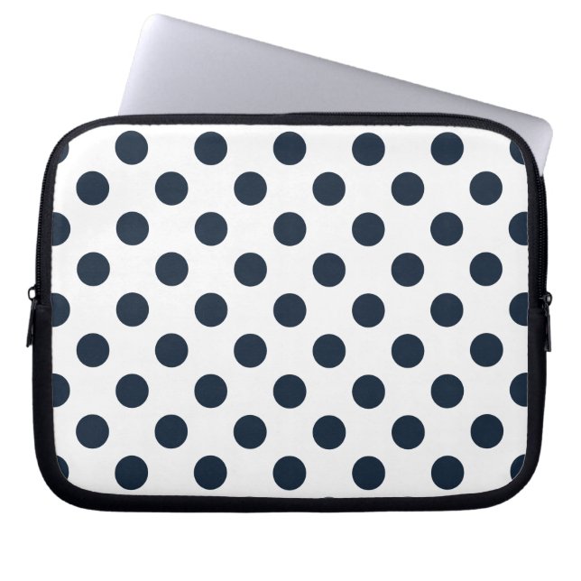 Funda Para Portátil Pos de polka azul marino oscuro (Frente)