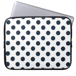 Funda Para Portátil Pos de polka azul marino oscuro