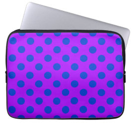 Funda Para Portátil Pos de polka azul sobre morado