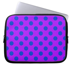 Funda Para Portátil Pos de polka azul sobre morado