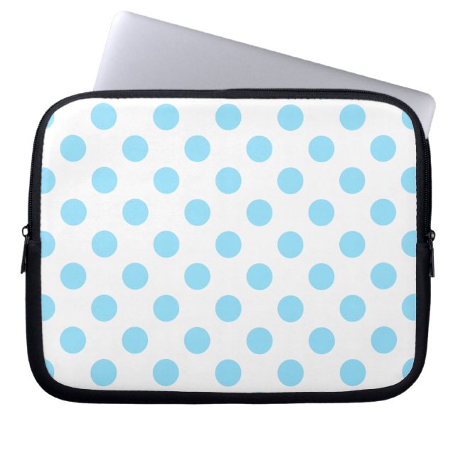 Funda Para Portátil Pos de polka azul y blanco (Frente)