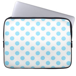 Funda Para Portátil Pos de polka azul y blanco