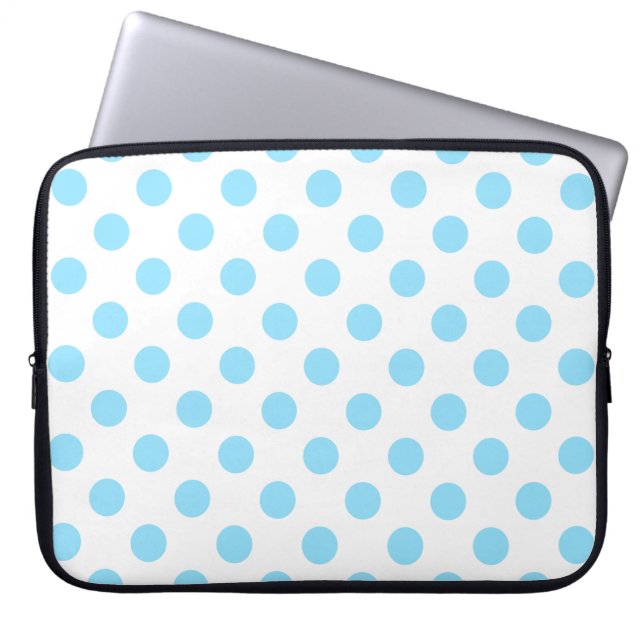 Funda Para Portátil Pos de polka azul y blanco (Frente)