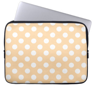 Funda Para Portátil Pos de polka blanca en beige