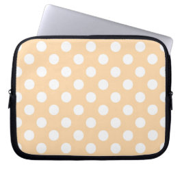 Funda Para Portátil Pos de polka blanca en beige