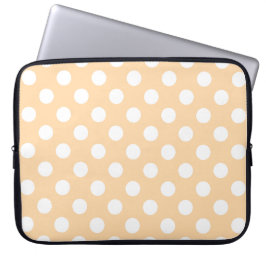 Funda Para Portátil Pos de polka blanca en beige