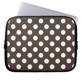 Funda Para Portátil Pos de polka blanca en marrón