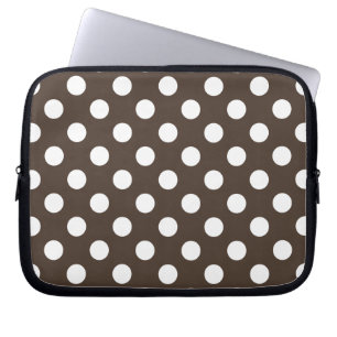 Funda Para Portátil Pos de polka blanca en marrón