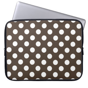 Funda Para Portátil Pos de polka blanca en marrón