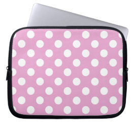 Funda Para Portátil Pos de polka blanca en rosa pálido