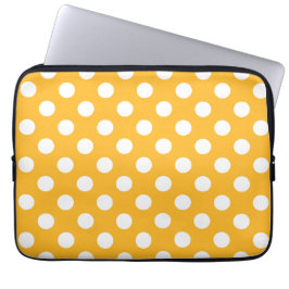 Funda Para Portátil Pos de polka blanca sobre amarillo