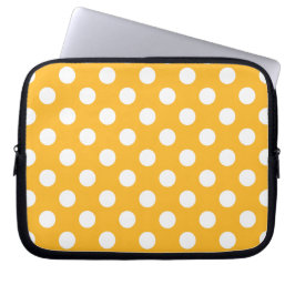 Funda Para Portátil Pos de polka blanca sobre amarillo
