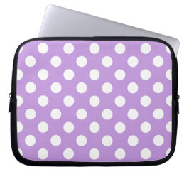 Funda Para Portátil Pos de polka blanca sobre lila