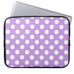 Funda Para Portátil Pos de polka blanca sobre lila