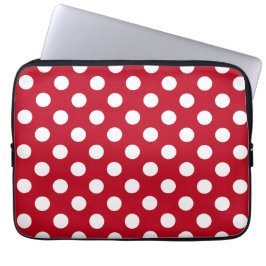 Funda Para Portátil Pos de polka blanca sobre rojo