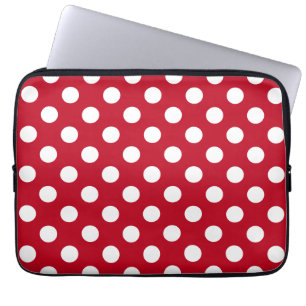Funda Para Portátil Pos de polka blanca sobre rojo