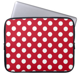 Funda Para Portátil Pos de polka blanca sobre rojo