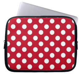 Funda Para Portátil Pos de polka blanca sobre rojo