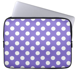 Funda Para Portátil Pos de polka blanco en periwinkle