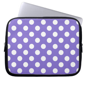Funda Para Portátil Pos de polka blanco en periwinkle