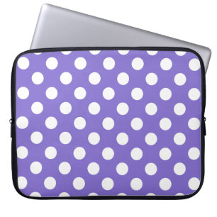 Funda Para Portátil Pos de polka blanco en periwinkle