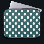 Funda Para Portátil Pos de polka blanco en verde azulado<br><div class="desc">Pos de polka blanco en verde azulado</div>