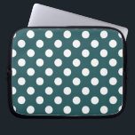 Funda Para Portátil Pos de polka blanco en verde azulado<br><div class="desc">Pos de polka blanco en verde azulado</div>