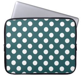 Funda Para Portátil Pos de polka blanco en verde azulado