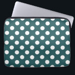Funda Para Portátil Pos de polka blanco en verde azulado<br><div class="desc">Pos de polka blanco en verde azulado</div>